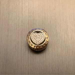 Authentic Pandora Signature Logo Heart CZ Charm